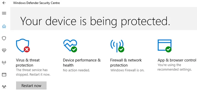 Dịch vụ đe dọa Windows 10 đã dừng, hãy khởi động lại ngay