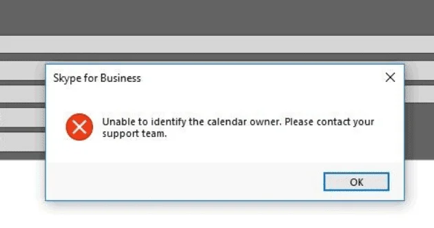 Erro do Skype: Não é possível identificar o proprietário do calendário