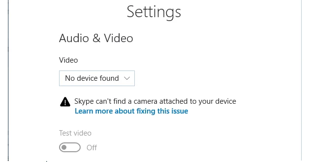 Skype: não consigo encontrar uma câmera conectada ao seu dispositivo