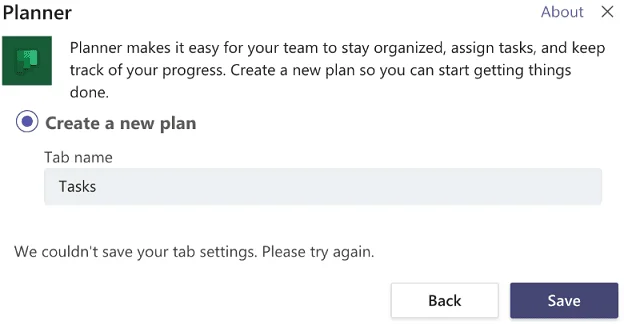 Corrigir que o Microsoft Teams não conseguiu salvar as configurações da guia