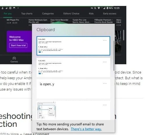 Cách xóa lịch sử bảng tạm của Windows 10