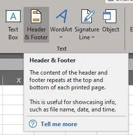 Excel：添加頁眉和頁腳