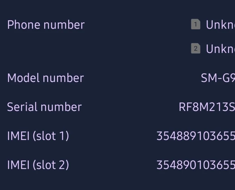 Galaxy S10e: IMEI vinden