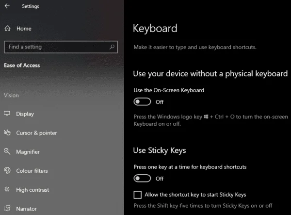 Windows 10: ปิดการใช้งาน Sticky-Keys อย่างถาวร