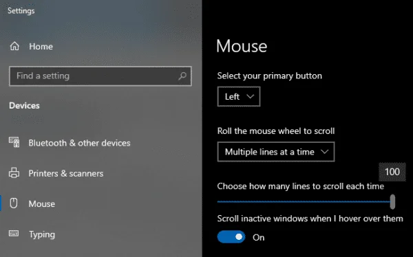 Windows 10: Zmień liczbę linii do przewijania