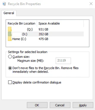 Windows 10: Cách thay đổi kích thước thùng rác