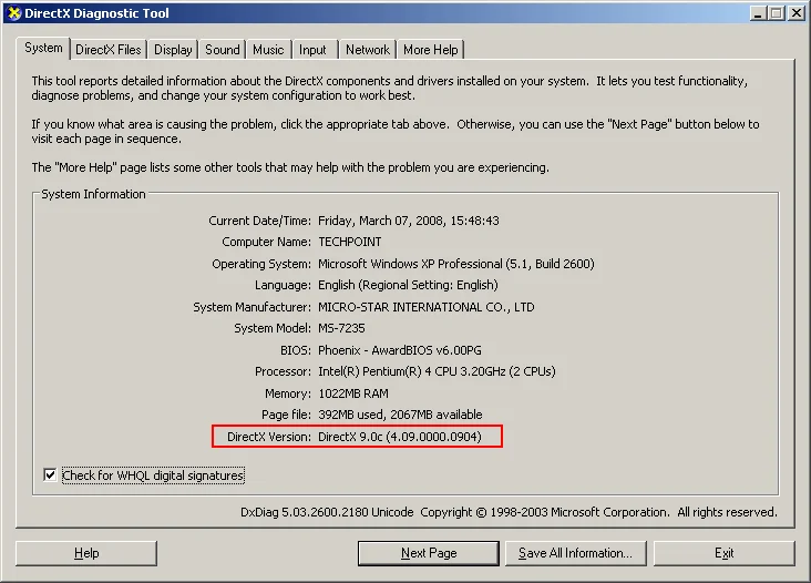 Cómo verificar la versión de Direct X en Windows 10