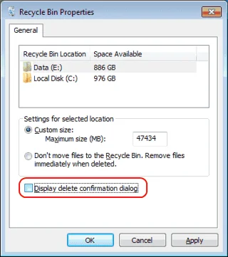 Windows 10: Tắt “Bạn có chắc chắn muốn chuyển tệp này vào Thùng rác không?” Hộp thoại