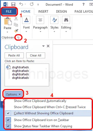 Office 2016/2013: Ativar / desativar a área de transferência do Office