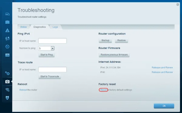 Linksys EA3500: come eseguire un hard reset