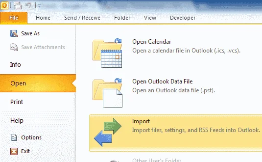 Outlook 2016: backup / exportação e importação de dados