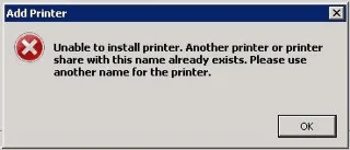 Windows: Giải quyết “Không thể cài đặt máy in. Một máy in hoặc máy in khác có tên này đã tồn tại ”