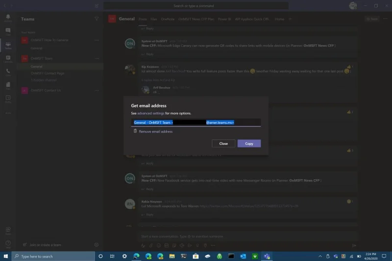 Come inviare une-mail a un canale Microsoft Teams