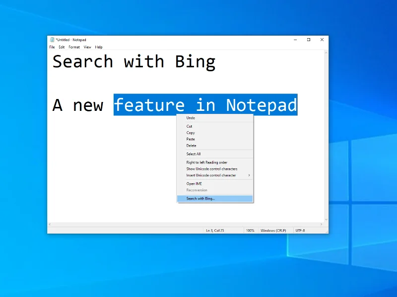 Come cercare sul Web con Bing nel Blocco note