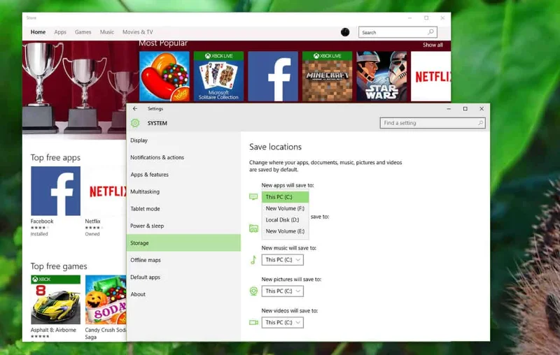 Windows 10: come salvare le app su un disco rigido separato