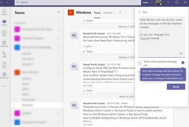 Teamsで不在時の自動返信を設定する方法