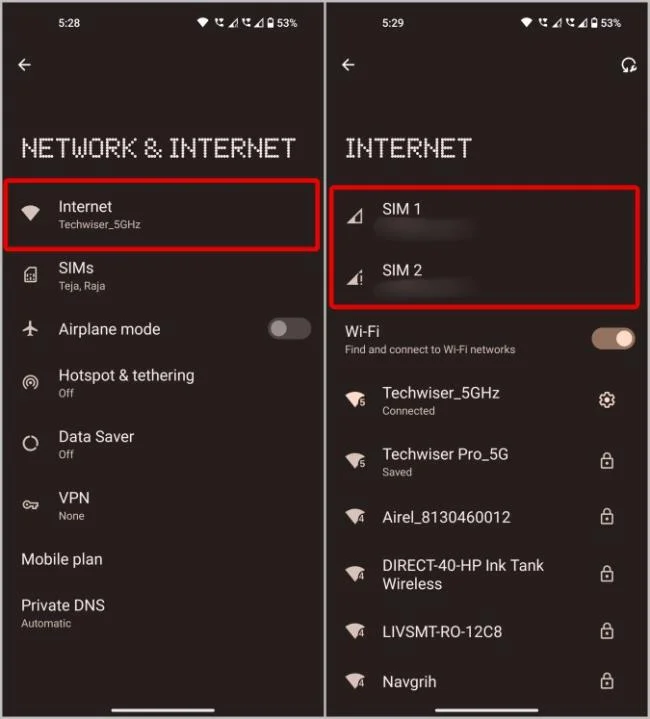 Tetapan SIM dalam telefon android
