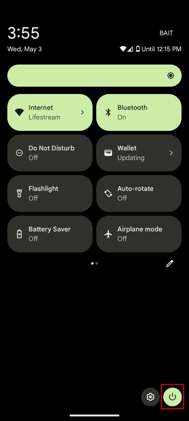 So schalten Sie ein Pixel 7a über den Benachrichtigungsbereich aus 2