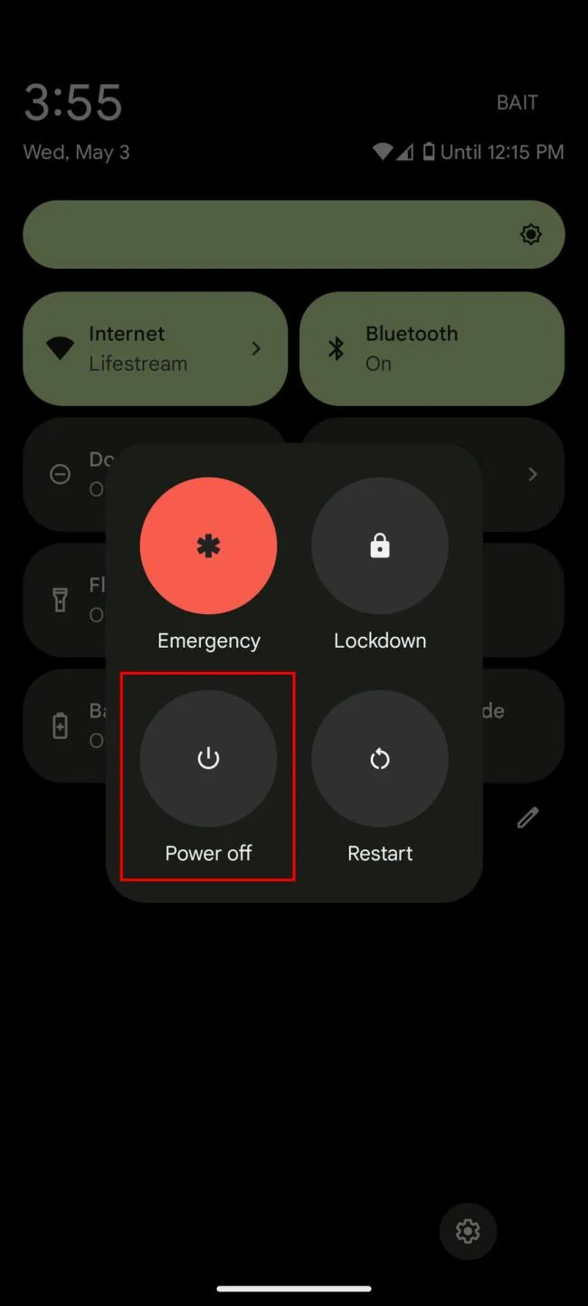 So schalten Sie ein Pixel 7a über den Benachrichtigungsbereich aus 3