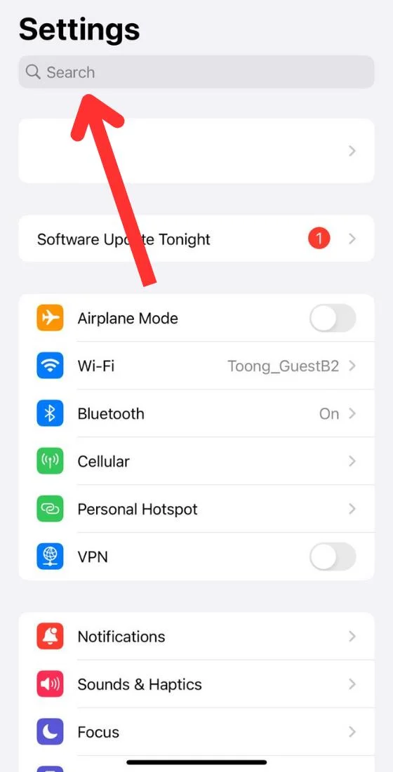 iOS 휴대폰 설정 검색창