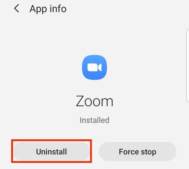 Android デバイスのアンインストール オプション