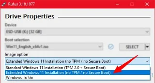 tpm 및 보안 부팅이 아닌 Windows 11 이미지