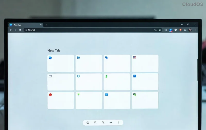 Visueel voorbeeld van het probleem met overlappende pictogrammen in de taakbalk van Microsoft Edge
