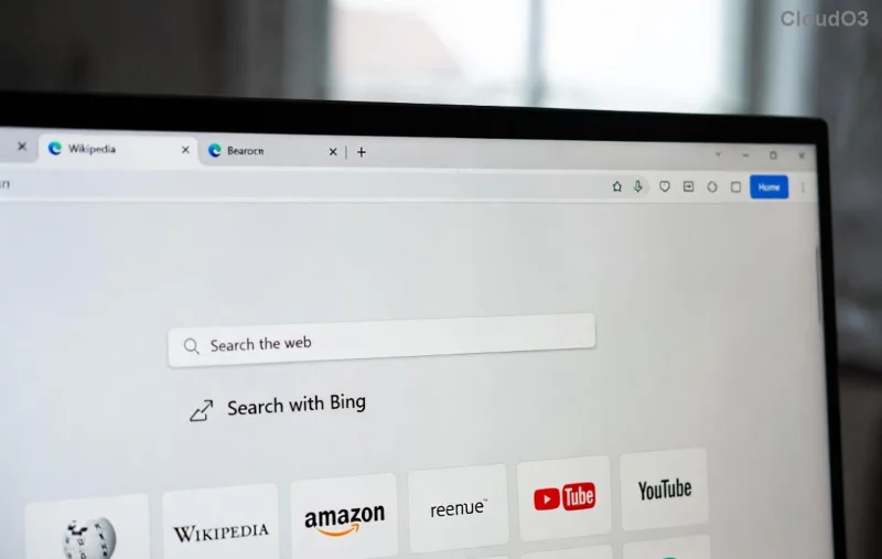 Screenshot van de bug met de opvulling van de taakbalk in Microsoft Edge vóór de oplossing, waarop opgeblazen pictogrammen te zien zijn.