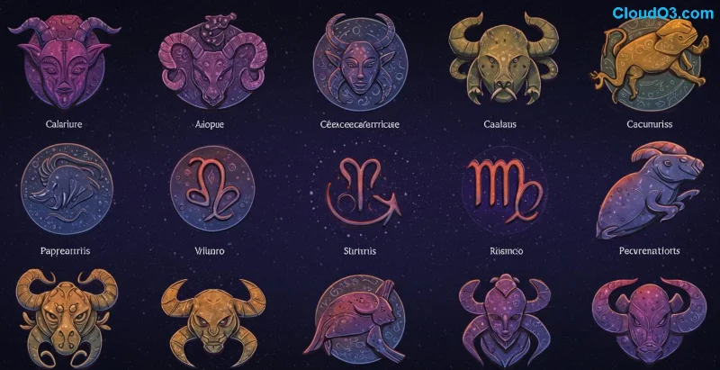Symbole zodiacal mystique et constellations pour horoscope quotidien 2026