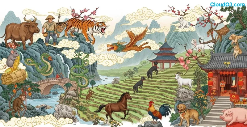 Illustration astrologique chinoise de l'année du Cheval pour horoscope 2026 nés en 2019