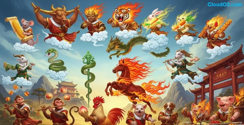Représentation mystique du Tigre et autres animaux du zodiaque chinois, secrets de personnalité et destin