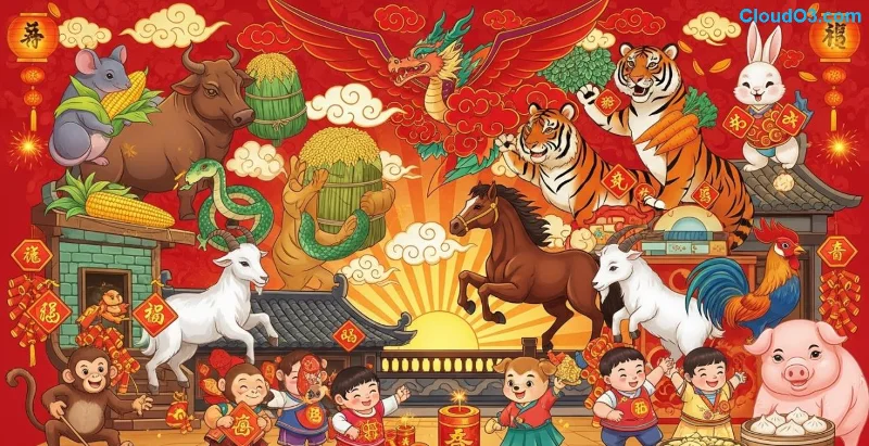 Illustration astrologique chinoise du Rat intelligent de 1972 sous élément Eau