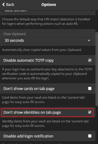 Bitwarden: Varsayılan Sekme Sayfasından Kimlikler Nasıl Gizlenir