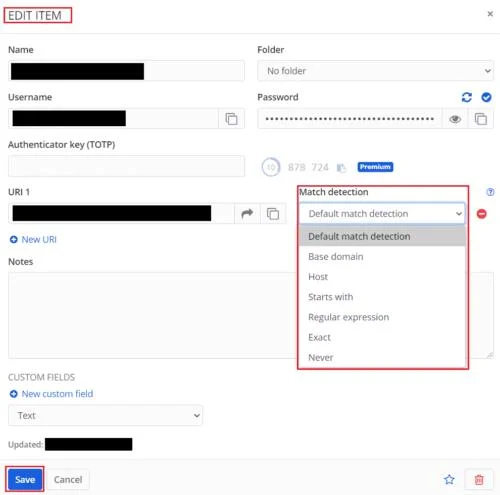 Bitwarden: jak skonfigurować sposób dopasowywania adresów URL