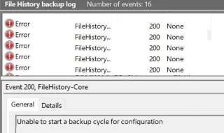 Solucione los errores 200, 201 y 203 del historial de archivos de Windows 10