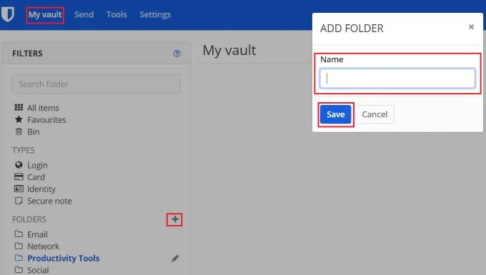 Bitwarden: jak utworzyć nowy folder