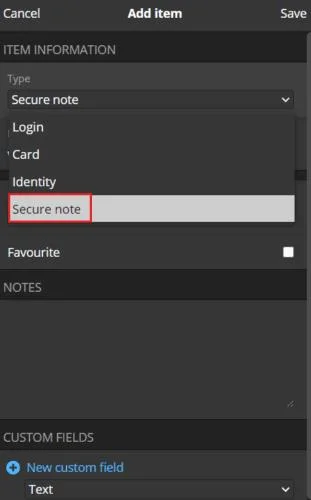 Bitwarden：Vaultに安全なメモを追加する方法