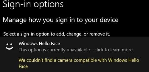 Khắc phục: Máy ảnh không tương thích với Windows Hello Face Khắc phục: Máy ảnh không tương thích với Windows Hello Face