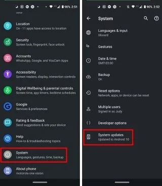 Vérification de la version Android