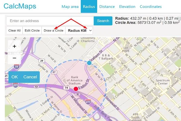 CalcMaps 반경 설정 단계별 시각화 가이드