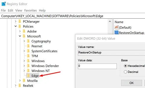 Jak wyłączyć monit o przywracanie stron w Microsoft Edge?