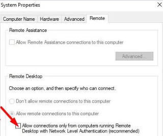 Solucionar errores de autenticación de escritorio remoto de Windows 10