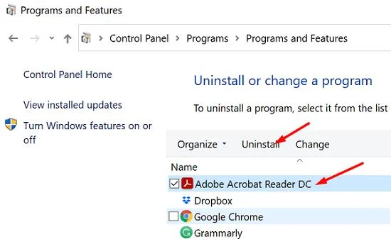 Adobe Acrobat 재설치