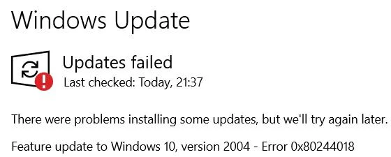 Cách khắc phục lỗi cập nhật Windows 10 0x80244018