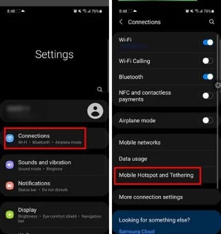 Hoe de Galaxy S21 Plus in een mobiele hotspot te veranderen