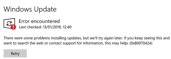 Cách sửa lỗi Windows Update 0x80070424
