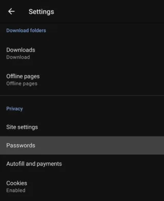 Voorkom dat Opera voor Android vraagt ​​om uw wachtwoorden op te slaan