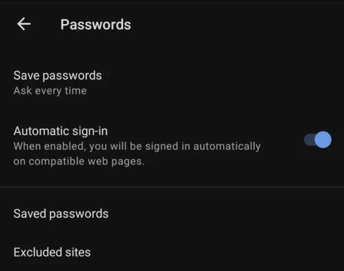 Voorkom dat Opera voor Android vraagt ​​om uw wachtwoorden op te slaan