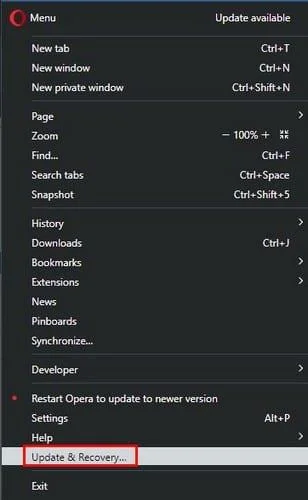 Operaブラウザを更新する方法
