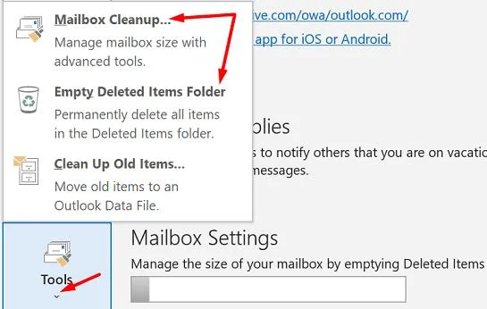 Outlook 메시지를 삭제할 수 없는 경우 수행할 작업